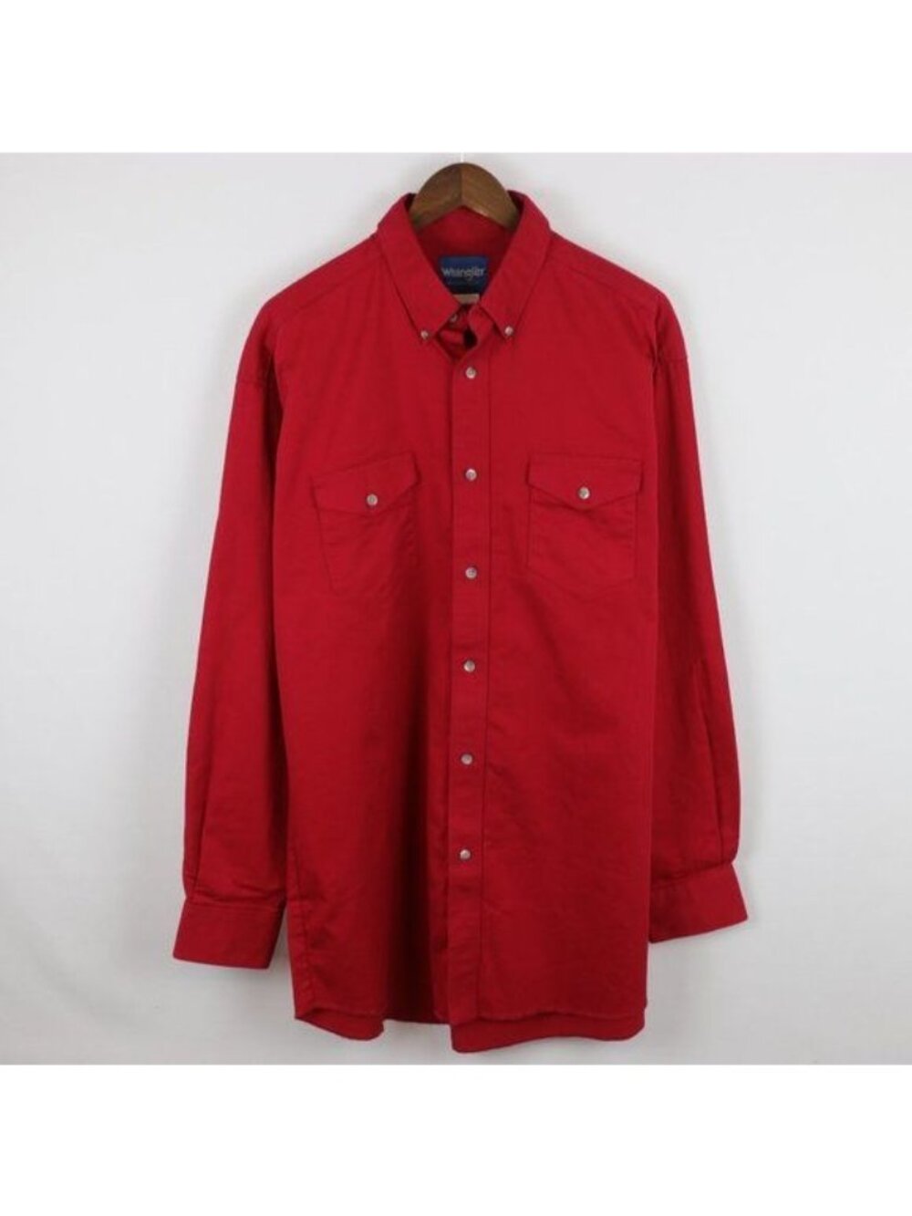 Wrangler Western Shirts Men's Extra Large Red Cotton Casual Button Up Shirt